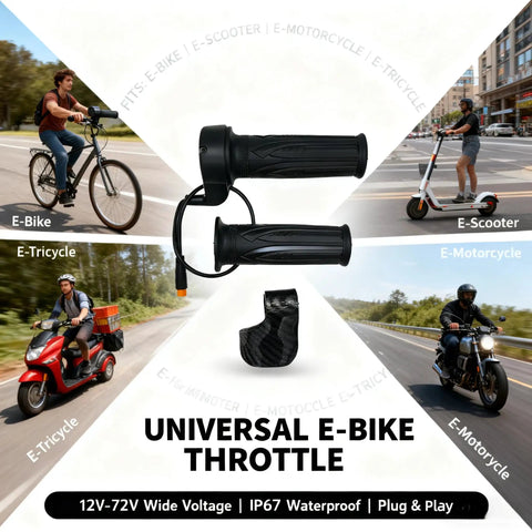Full Twist Throttle For Ebike Fits 22mm Handlebars 12V To 72V Universal E Bike Scooter Compatibility 3 Pin Waterproof Connector Easy Install High Performance Throttle For Electric Bicycles And Scooters Ride Ready