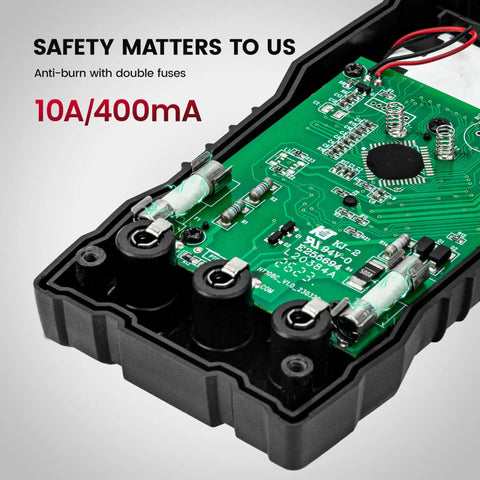 Pro Grade Digital Multimeter 4000 Counts for Home and Auto Use, Voltage Tester With ACDC Readings, Ohms, Continuity, Diode, Capacitance, NCV, Handy Battery Indicator, DIY Electrical Tool internal fuse PCB, 10A/400mA