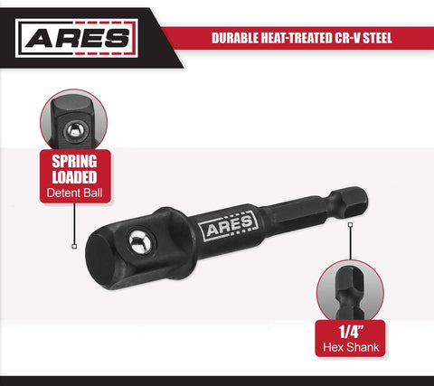 Turn Your Drill Into A High Speed Socket Driver With This Dope Three Piece Impact Grade Socket Adapter Set From ARES featuring 1/4 inch drive.