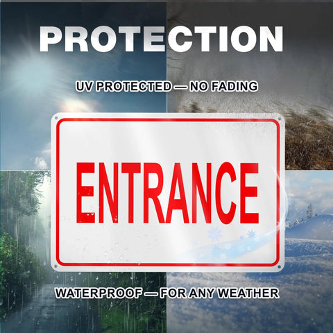 Clear Reflective Entrance Sign For Businesses, 8x12 Inch Rust Free Aluminum, Enter Here, Pre Drilled For Easy Mount, Weatherproof UV Protected Outdoor Sign That Grabs Attention And Directs Guests To The Correct Entry Point.