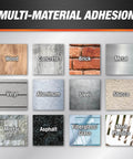 Heavy Duty Polyurethane Construction Adhesive Sealant White Non Sag Formula image showing various materials for bonding.