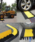 5 Channel Rubber Cable Protector Ramp With Flip Open Top Cover Heavy Duty 18000 Lbs Capacity Traffic Speed Bump For Driveways And Floors Protect Wires Cords Hoses Cable Cover And Track Protector covering wires under forklift and car tire