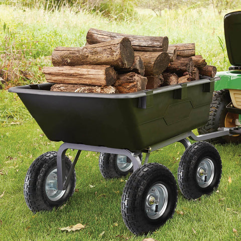 Garden cart using 2-Pack Pneumatic Air Filled 10 Inch Hand Truck Wheels with 4.10/3.50-4 Tires, filled with firewood