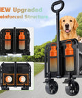 Heavy Duty Foldable Wagon Cart With 360lb Capacity All Terrain Portable Utility Cart On Wheels shown with pets.