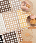 Massive 864 Piece Wood Grain Screw Hole Covers Set 0.83 Inch Waterproof PVC Caps for various furniture surfaces.