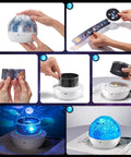 Various angles and uses of Kids Space Projector Night Light With 360 Degree Rotation And Five Projection Films, Bright Ceiling And Wall Cosmic Stars Moon Light For Boys Room, Solar System Toys For Boys Ages 3 To 5, Totally Perfect Gift.
