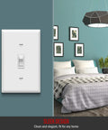 Installed Toggle Light Switch Bundle, Single Pole 15 Amp 120-277 Volt, Grounding Screw, UL Listed, White in bedroom