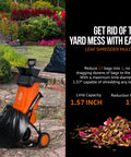Leaf Shredder Mulcher Corded Electric With 15A 1800W Motor 17 To 1 Reduction Dual Edge Blades in garden setting