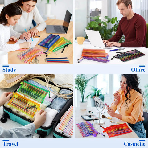 120 Pack Mesh Zipper Pencil Pouches In 10 Colors 9 By 4 Point 7 Inch Small Pencil Bags for study, office, travel, cosmetic use
