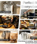 Heavy Duty 304 Stainless Steel Airtight Food Storage Container With Locking Lid And Clips Hella Spacious 33 Liters Canister For Rice Flour Sugar Grains Keeps Pantry Goods Fresh Without Any Mess Today used for pet food storage.