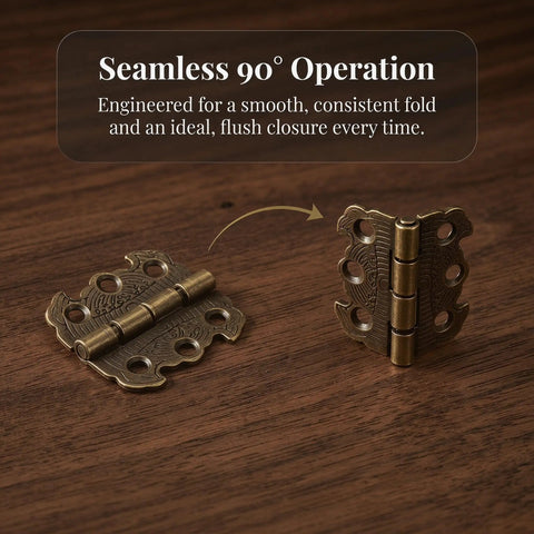 Mini Butterfly Hinges 90 Degree Folding Set With 20 Pcs Vintage Zinc Alloy Hardware shown in open and closed position