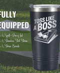 Cornhole Travel Tumbler 20 Oz Stainless Steel Cup For Men Birthday Gift Hella Rugged with straw and spill-proof lid.