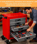 Magnetic Toolbox Labels Set Of 90 For Quick Organization 3.5 By 1 Inch Large Stickers With Strong Magnets on red tool chest.