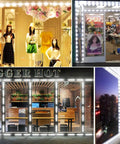 Lit 100 Ft White LED Window Light Strands For Storefront Advertising Waterproof 12V 5050 Modules With Remote Dimmer 10 Pack Kit displays