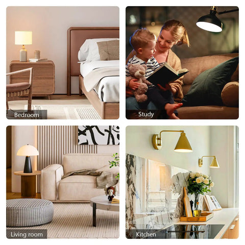 60 Watt Equivalent A19 Led Light Bulbs 2700K Soft White Non Dimmable 9W Energy Saver illuminating various home settings