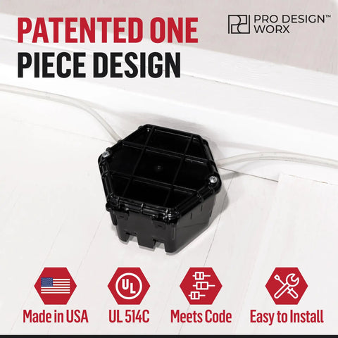 Open Splice Junction Box Two Pack For DIY Wiring With UL 514C Code Approved One Piece Polycarbonate Enclosure In Black installed