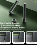 GPU Sag Bracket With Magnetic Base And Non-Slip Stand For Graphics Cards, aluminum parts, adjustable, shown in three sizes.