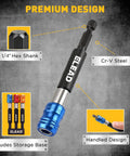 3 Piece One Quarter Inch Quick Change Drill Bit Holder Set With Four Inch Hex Shank Extensions No Slip CRV Steel Quick Release