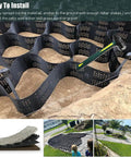 2 Inch Geogrid Driveway And Ground Grid Stabilizer installation on sand, with visible polyethylene grid structure and mallet.
