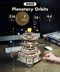 Dope 3D Wooden Orrery Solar System Puzzle Kit For Adults And Teens With Interlocking Gears And A Luminous Sun Lamp A Fun Educational Astronomy Build That's Perfect For Father's Day Gift, 13.8 in