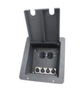 Sturdy Recessed Floor Box With Four XLR And One Duplex AC Outlet Heavy Duty Steel Hinged Door With Cable Grooves