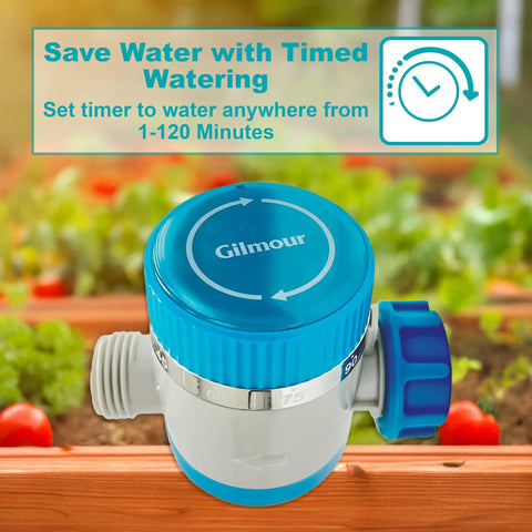 Single Outlet Water Timer For Garden Hose With 1 To 120 Minute Run Time No Fuss Easy Setup on garden bed with vegetables