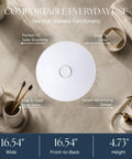 Top view of Sinkology Sagan 16.5 Inch Round Vessel Bathroom Sink, Crisp White Vitreous China with clean surface.