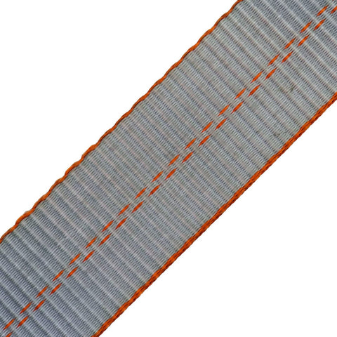 Close-up of Silver Series webbing used in Complete Axle Strap Tie Down Kit With Snap Hook Ratchet Straps for heavy duty hauling.