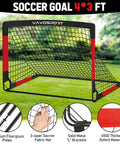 Front view of 4x3 ft portable kids soccer goal with durable fabric, includes 2 Pack 4x3 Feet Portable Kids Soccer Goals For Backyard Practice Pop Up Easy Setup Indoor And Outdoor Training Kit