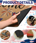 Patriotic 4th Of July Door Mat With Red White Blue Fireworks Design Welcome Mat With Heavy Duty Backing Faux Coco Coir Doormat