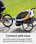 Upgraded Bike Trailer Coupler Attachment Angled Elbow For Instep And Schwinn Trailers with bike and trailer on road