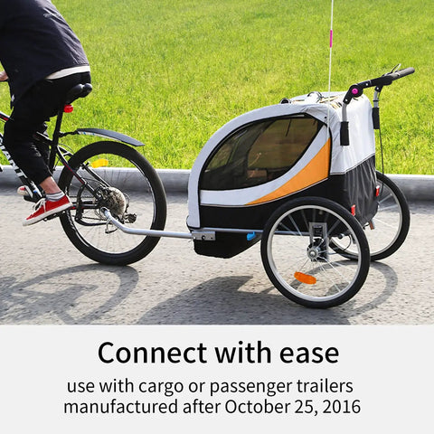 Upgraded Bike Trailer Coupler Attachment Angled Elbow For Instep And Schwinn Trailers with bike and trailer on road