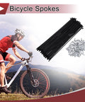 Cyclist riding beside 72 Set 13G Bicycle Spokes 197mm Black Carbon Steel Wheel Spokes With Galvanized Nipples for bike wheels.