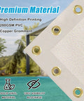 Custom Design Patio and Gazebo Backdrop Screen With UV Resistant PVC Sun Shade close-up showing premium 280GSM material and copper grommets