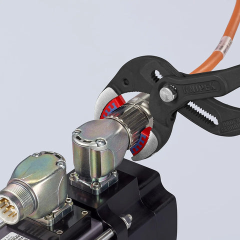 Go-To Siphon And Connector Pliers 9.84 In With Plastic Jaws in use on metal pipe fittings