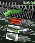 Beefy 13 Inch Dethatching Rake With 55 Inch Handle showing dual-sided head with steel tines for removing thatch and debris