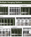 Multiple hanging options for extra wide linen blackout curtains with hooks for track system sliding doors, 2 panels.
