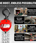 Half Ton Hand Chain Hoist For Garage And DIY Lifting, Compact Lightweight Manual Chain Block, 1100 Lbs Working Load, 10 Foot Lift poster