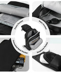 Sling Crossbody Bag With Zipper Lock And RFID Blocking Water Resistant Material Dual Anti Theft Design Perfect Everyday Carry For Men And Women Travel Buddy For Work School And Weekend Explorations showing multiple pockets and organization features