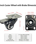 Heavy Duty Silent Caster Wheel Set Built Tough For Daily Grind Features Dead Quiet PU Rollers And Precision Ball Bearings dimensions and details