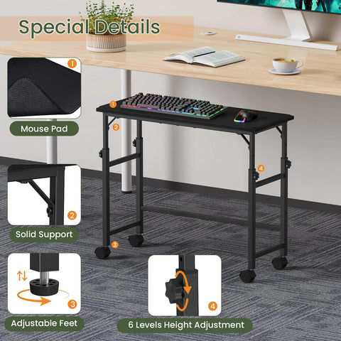 Mobile Keyboard Tray With Mouse Pad Height Adjustable From 23 To 31 Inches Rolling Under Desk Extender With Lockable Casters in home office setting