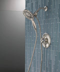 Linden 17 Series Dual Function Shower Trim Kit with 4-Spray In2ition 2-In-1 Handheld Shower Head and Hose Stainless Steel