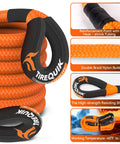 Kinetic Recovery Rope 1.26 Inch By 30 Ft Heavy Duty Offroad Snatch Strap Kit with Soft Shackles, double braided nylon detail.