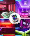 Smart RGB LED Strip Lights 100ft With Bluetooth App Control Music Sync Mood Lighting For Bedroom And Indoor Use Dope Color