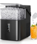 No Sweat Countertop Nugget Ice Maker With Easy Grip Handle Produces Up To 38 Pounds Of Chewable Ice Daily with clear ice and drink