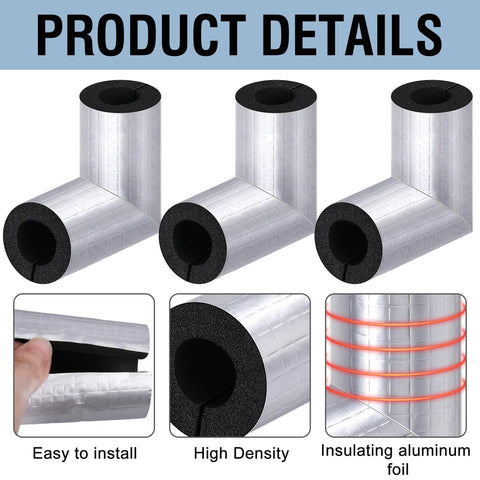 6 Pack Elbow Water Pipe Insulation Tubing With Aluminum Foil For 1 Inch Copper Pipes Heat Retention Foam Sleeve Outdoor Freeze Protection