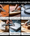 Retractable Utility Knife Heavy Duty Zinc Alloy Box Cutter With 3 SK2 Blades Safety Box Opener For Cardboard Carpet Leather And Packages Built Tough For Everyday Use And The Daily Hustle. Leather and carpet cutting utility knife in hand