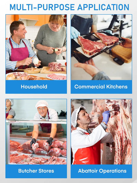 Multi-purpose application of Beefy 1500W Meat And Bone Bandsaw with ETL, used in households, commercial kitchens, butcher stores, abattoirs.