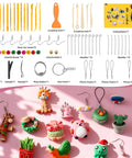52-Color Polymer Clay Kit With Sculpting Tools And Storage Box For Starter-Friendly Beginners displayed with tools and finished clay models