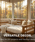 Outdoor porch swing using thick 1.2 inch hemp rope 100 feet twisted manila style for nautical decor and durability.
